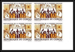 92097 Congo N°186 Instauration De La Journée Continue 1966 Continuous Day Bloc 4 Non Dentelé Imperf ** MNH - Ungebraucht