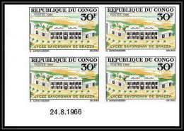 92096 Congo N° 196 Lycée Savorgnan Brazza School Coin Daté Bloc 4 Non Dentelé Imperf ** MNH - Neufs