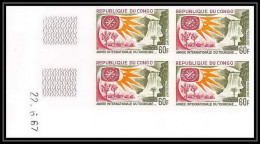92091 Congo N°211 Année Du Tourisme 1967 Tourism Bloc 4 Coin Daté Non Dentelé Imperf ** MNH - Mint/hinged