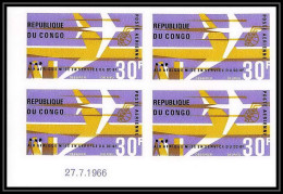 92072 Congo Poste Aérienne PA N°44 Avion DC-8F Cie AIR AFRIQUE Coin Daté Bloc 4 Non Dentelé Imperf ** MNH Aviation - Emissions Communes