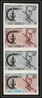 92025 Nouvelle-Calédonie N° 334 Athlétisme Course Sprint Race Essai Proof Non Dentelé Imperf ** MNH Strip 4 Bande - Imperforates, Proofs & Errors