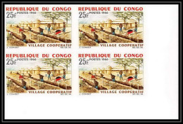 92095 Congo N°181 Village Coopératif 1966 Bloc 4 Non Dentelé Imperf ** MNH - Nuovi