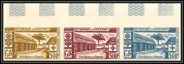 91961 Dahomey N°19 Cour Royale D'abomey The Royal Court Essai Proof Non Dentelé Imperf Strip Bande 3 - Bénin – Dahomey (1960-...)