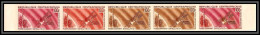 91876a Centrafricaine PA N° 45 Fusee Diamant Satellite D1 1966 Espace (space) Non Dentelé Imperf ** MNH Bande 5 Strip - Central African Republic