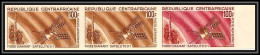 91876c Centrafricaine PA N°45 Fusee Diamant Satellite D1 1966 Espace (space) Non Dentelé Imperf ** MNH Bande 3 Strip - Africa