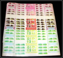 91873 Tanzanie (Tanzania) Train - Animal Fleurs Feuille Sheet 224 Timbres Essai Proof Non Dentelé Imperf ** MNH - Collections (without Album)