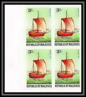 91861ff Maldives N° 701 BANDU ODI BATEAU Ship Boat Voile Sailing Non Dentelé Bloc 4 ** Mnh - Bateaux