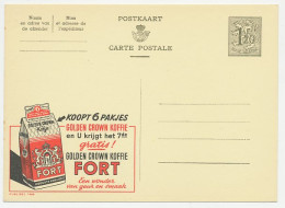 Publibel - Postal Stationery Belgium 1954 Coffee - Fort - Golden Crown - Altri & Non Classificati