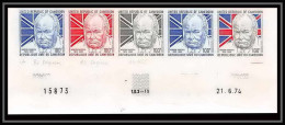 91835 Cameroun Cameroon N° 226 Sir Wiston Churchill Essai Proof Non Dentelé Imperf ** MNH Bande 5 Strip Strip 5 - Kameroen (1960-...)