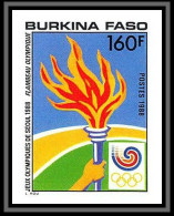 92760c Burkina Faso N°771 Seoul 88 Jeux Olympiques Olympic Games Torche Torch 1988 Non Dentelé ** MNH Imperf - Burkina Faso (1984-...)