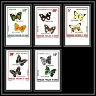 92755d Congo PA N° 566/570 Papillons Schmetterlinge Butterfly 1980 Non Dentelé ** MNH Imperf Mi 751/755 - Ongebruikt