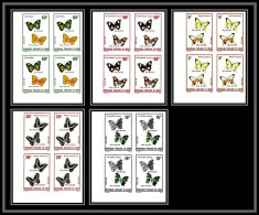 92755a Congo PA N° 566/570 Papillons Schmetterlinge Butterfly 1980 Bloc 4 Non Dentelé ** MNH Imperf Mi 751/755 - Vlinders