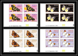 92731d Sénégal N°1161/1164 Papillons Schmetterlinge Butterfly 1993 Non Dentelé ** MNH Imperf Coin Daté - Vlinders