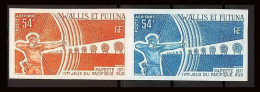 92552b Wallis Et Futuna PA N°40 Tir à L'arc Archery Jeux Du Pacific 1971 Paire Essais Proof Non Dentelé Imperf ** MNH  - Archery