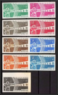 92552 Wallis Et Futuna PA N°40 Tir à L'arc Archery Jeux Du Pacific 1971 Lot De 9 Essais Proof Non Dentelé Imperf ** MNH  - Imperforates, Proofs & Errors