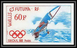 92548a Wallis Et Futuna N°380 Seoul 88 Planche A Voile Windsurf Jeux Olympiques Olympic Games Non Dentelé ** MNH Imperf - Ete 1988: Séoul