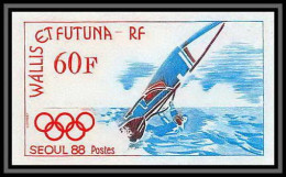 92548a Wallis Et Futuna N°380 Seoul 88 Planche A Voile Windsurf Jeux Olympiques Olympic Games Non Dentelé ** MNH Imperf - Sin Dentar, Pruebas De Impresión Y Variedades