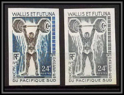 92542 Wallis Et Futuna N°178 Haltérophilie Weightlifting Essai Proof Non Dentelé Imperf ** MNH Dont Multicolore - Weightlifting