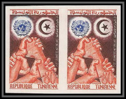 92522a Tunisie (tunisia) N°499 ONU Nations Unies Mains Hands Paire Non Dentelé Imperf ** MNH Uno United Nations - Tunesien (1956-...)