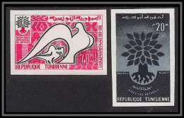 92524 Tunisie (tunisia) N°502/503 Année Mondiale Du Réfugié Refugees 1960 Colombe Dove Non Dentelé Imperf ** MNH - Vluchtelingen