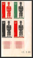 93652c Cote D'ivoire N°247 Arts Nègres Statue Aieule 1966 Bloc 4 Coin Daté Essai Proof Non Dentelé Imperf ** MNH - Ivoorkust (1960-...)
