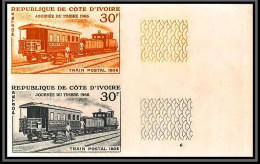 93649d Cote D'ivoire N°243 Journée Du Timbre 1966 Train Postal De 1906 Paire Essai Proof Non Dentelé Imperf ** MNH - Trains