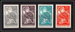 93642d/ Cote D'ivoire N°239 Pintade Fowl Oiseaux Birds 1965 Lot 4 Couleurs Essai Proof Non Dentelé Imperf Agelastes - Hoendervogels & Fazanten