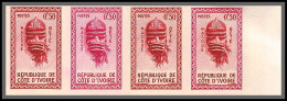 93551b Cote D'ivoire N°181 Masque Bété Mask 1960 Bande 4 Coin Daté Essai Proof Non Dentelé Imperf ** MNH - Costa De Marfil (1960-...)