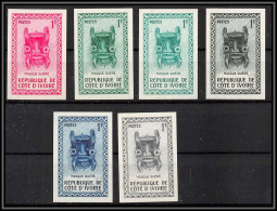 93556e Cote D'ivoire N°182 Maque Guéré Mask Lot De 6 Essai Differents Proof Non Dentelé Imperf ** MNH 1960 - Other & Unclassified