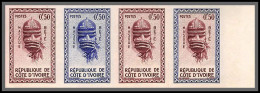 93553b Cote D'ivoire N°181 Masque Bété Mask 1960 Bande 4 Coin Daté Essai Proof Non Dentelé Imperf ** MNH - Ivoorkust (1960-...)