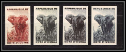 93541d Cote D'ivoire N°177 Elephant 1959 Lot De 4 Couleurs Essai Proof Non Dentelé Imperf ** MNH  - Olifanten