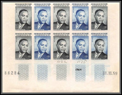 93545/ Cote D'ivoire N°178 Houphouët-Boigny 1959 Bloc 10 Coin Daté Essai Proof Non Dentelé Imperf ** MNH - Costa De Marfil (1960-...)