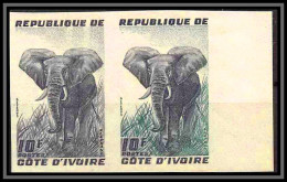 93540l Cote D'ivoire N°177 Elephant 1959 Paire Multicolore Essai Proof Non Dentelé Imperf ** MNH - Elephants