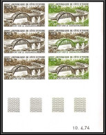 93528c Cote D'ivoire PA N°63 Pont Sur La Sassandra Bridge 1974 Bloc 6 Coin Daté Essai Proof Non Dentelé Imperf ** MNH - Ivory Coast (1960-...)