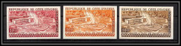 93448h Cote D'ivoire PA N°18 Lapalud Hôtel Des Postes Abidjan 1959 Lot De 3 Essai Proof Non Dentelé Imperf ** MNH - Autres & Non Classés