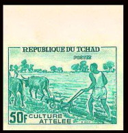 93442f Tchad N°270 Agriculture Attelée Tobacco Animal Traction Essai Proof Non Dentelé Imperf ** MNH  - Tchad (1960-...)
