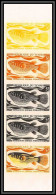 93437c Tchad N°218 Tetraodon Fahaka Strigosus Poisson Fihes Fish Essai Proof Non Dentelé Imperf ** MNH Bande De 5 Strip - Fische