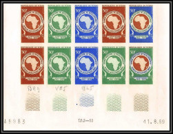 93439a Tchad N°215 Banque Africaine De Deceloppement 1969 Bank Essai Proof Non Dentelé Imperf ** MNH Bloc 10 Coin Daté - Monete