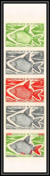 93436c Tchad N°217 Citharinus Latus Poisson Fihes Fish Essai Proof Non Dentelé Imperf ** MNH Bande 5 Strip - Fische