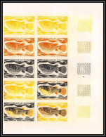 93437b Tchad N°218 Tetraodon Fahaka Strigosus Poisson Fihes Fish Essai Proof Non Dentelé Imperf ** MNH Bloc 10  - Tschad (1960-...)