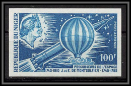93363 Niger PA N°123 Precuseur De Espace (space) Montgolfier 1970 Essai Proof Non Dentelé Imperf ** MNH - Fesselballons