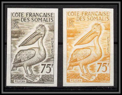 93348 Cote Française Des Somalis N°303 Pelican Oiseaux (birds) Lot De 2 Essai Proof Non Dentelé Imperf ** MNH - Pelicans