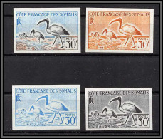 93350 Cote Française Des Somalis N°301 Ibis Sacré Oiseaux (birds) Lot De 4 Essai Proof Non Dentelé Imperf ** MNH - Kranichvögel