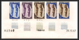 93037b Polynesie N°55 Arts Des Marquises Echasse Stilts Essai Proof Non Dentelé Imperf ** MNH Bande De 5 Strip - Unused Stamps