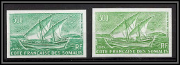 93033h Cote Française Des Somalis PA 40 Voilier Sailing Ship Zeima Boat Essai Proof Non Dentelé Imperf ** MNH 2 Couleurs - Ships