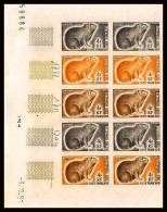 93028c Cote Française Des Somalis N°306 Daman Animals Mammals Essai Color Proof Non Dentelé Imperf ** MNH Bloc De 10 - Unused Stamps