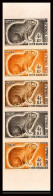 93028b Cote Française Des Somalis N°306 Daman Animals Mammals Essai Color Proof Non Dentelé Imperf ** MNH Bande De 5 - Unused Stamps