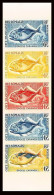 93022b Cote Française Des Somalis N°307 Grosse Carangue Poissons Fish Essai Proof Non Dentelé Imperf ** MNH Bande De 5 - Unused Stamps