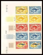 93022a Cote Française Des Somalis N°307 Grosse Carangue Poissons Fish Essai Proof Non Dentelé Imperf ** MNH Bloc 10  - Vissen