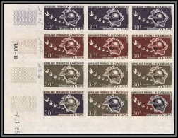 92991 Cameroun N°403 Upu 1965 Union Postale Universelle Essai Proof Non Dentelé ** MNH Imperf Bloc De 12 Coin Daté - Cameroun (1960-...)